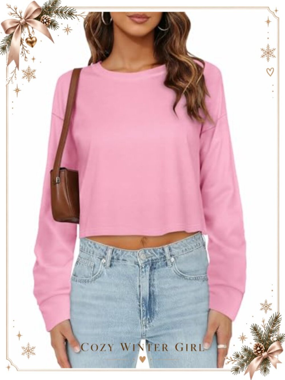 Long Sleeve Crop Top Womens Loose Cropped T-Shirt Fall Casual Pullover